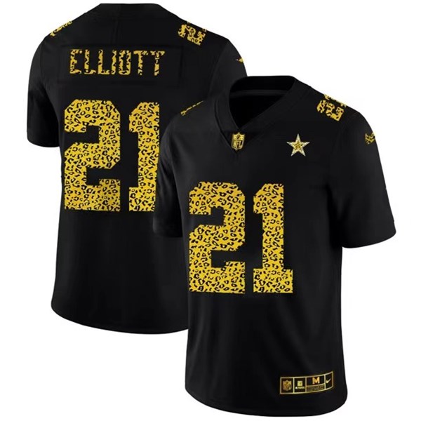 Men's Dallas Cowboys #21 Ezekiel Elliott Black NFL 2020 Leopard Print Fashion Limited Stitched Jersey Men's Dallas Cowboys #21 Ezekiel Elliott Black NFL 2020 Leopard Print Fashion Limited Stitched Jersey